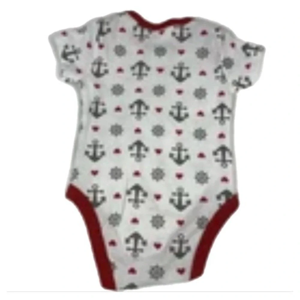 Sleeping Baby Bodysuit Pants Set Kids 3M Red White Nautical Anchor Ship Wheel
